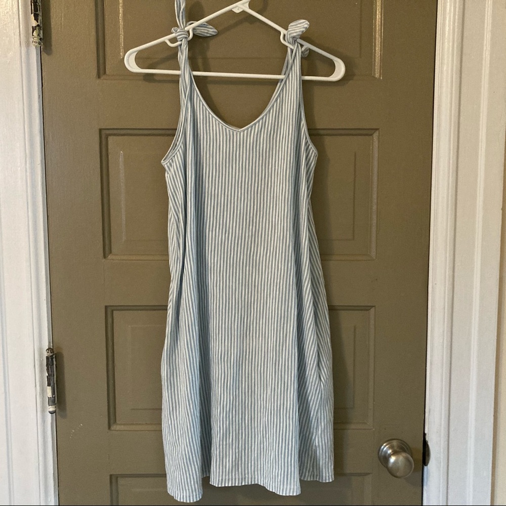 Faherty Florence Dress in Salt Wash Indigo Stripe